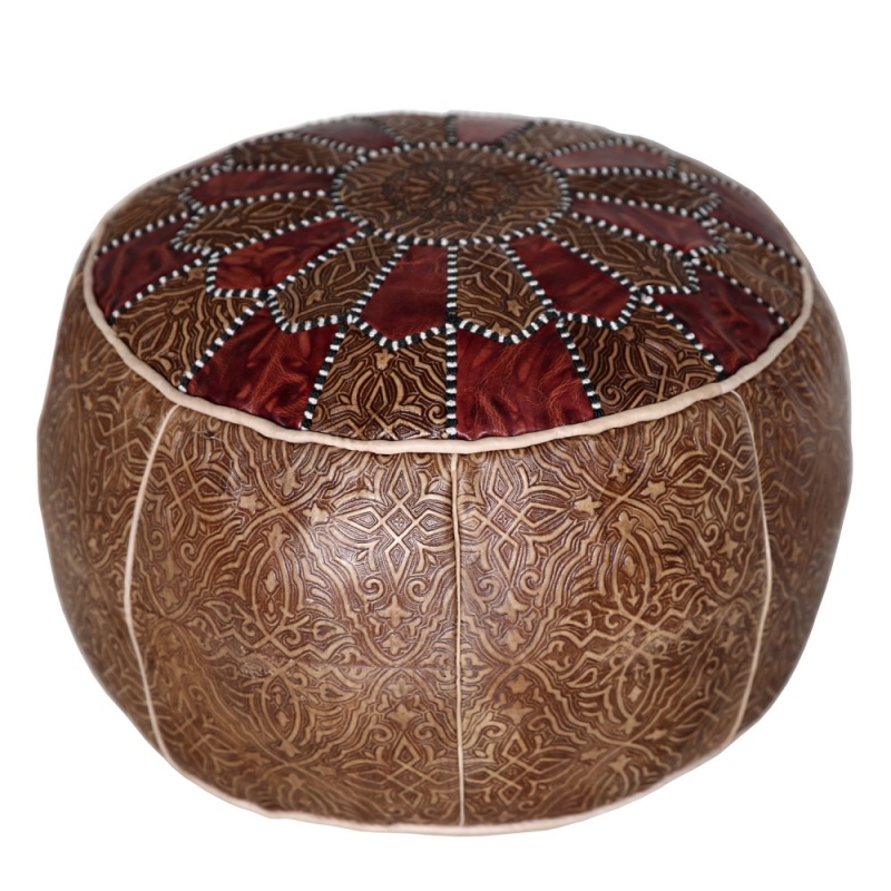 Marokkanisches Orientalisches Ledersitzkissen Salam_2 D50 cm