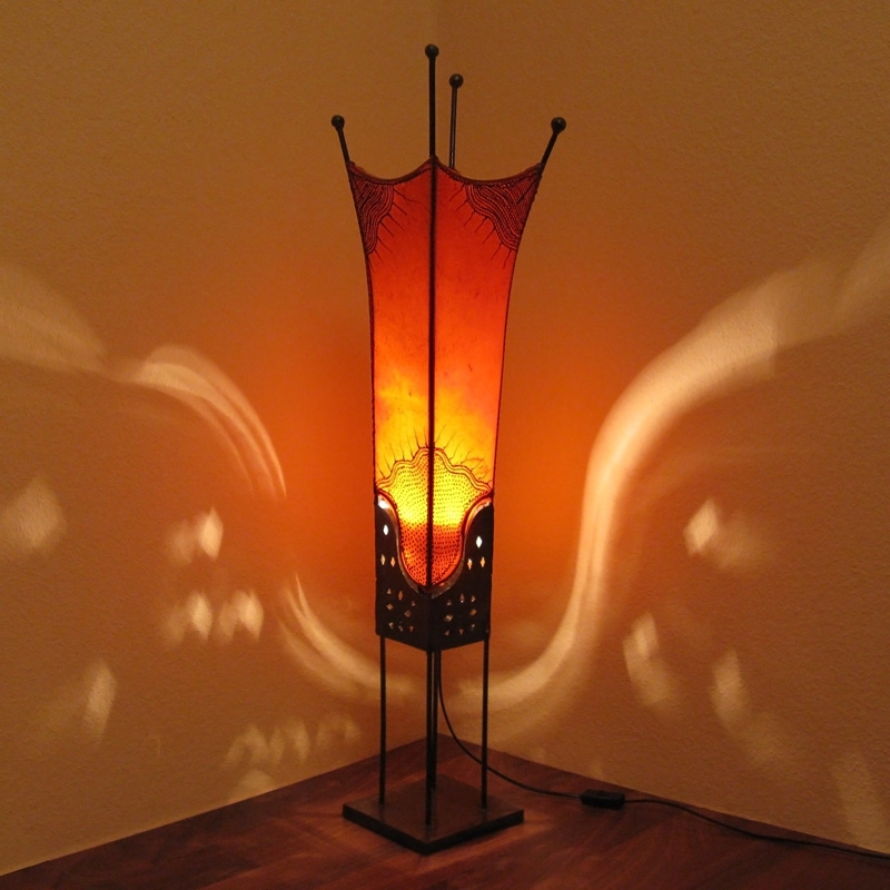 Orientalische Lederlampe - PHARAO - Massives Metall H100cm