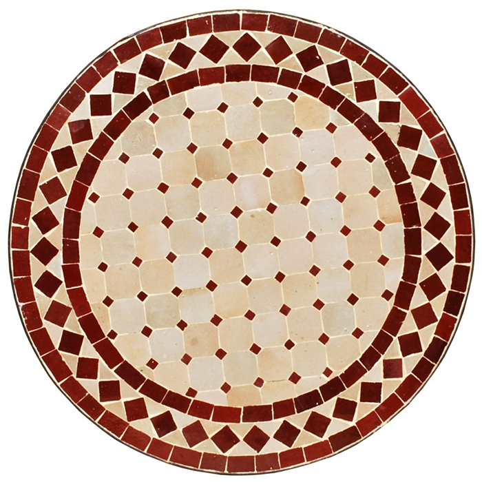 Mosaiktisch D60cm -Beige/Bordeaux-