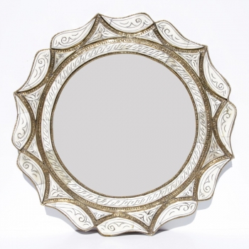 Marokkanischer Spiegel MAHAL weiß D50cm
