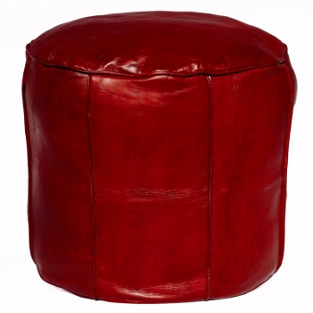 Arabisches Leder Sitzkissen RONDA Bordeaux-Rot D45cm