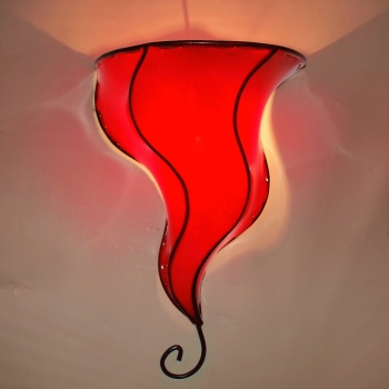 Oientalische Henna Wandlampe aus Leder LAFFA Rot