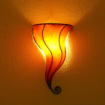 Oientalische Henna Wandlampe aus Leder LAFFA ORANGE