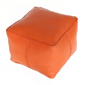 orientalischer Leder-Hocker CARRE Orange