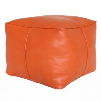 orientalischer Leder-Hocker CARRE Orange