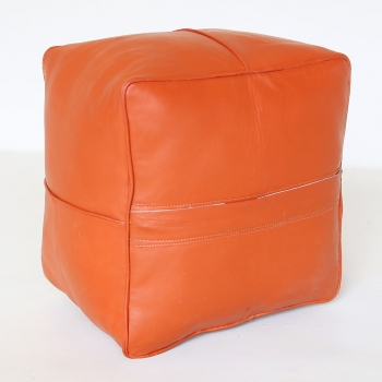 orientalischer Leder-Hocker CARRE Orange