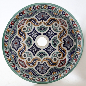 Arabisches Waschbecken handbemalt aus Keramik FESI-I D42cm