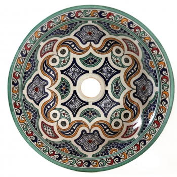 Arabisches Waschbecken handbemalt aus Keramik FESI-I D42cm