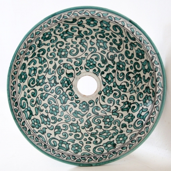 Marokkanisches Waschbecken handbemalt aus Keramik FES-V-I D39cm