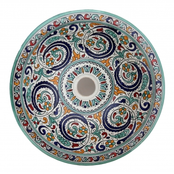 Orientalisches Waschbecken handbemalt aus Keramik FES-XI Multi D40cm