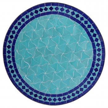 Marokkanischer Mosaiktisch HILAL Meerblau/Blau D60cm