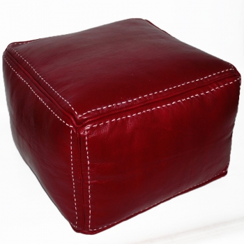Sitzkissen aus Leder CARREE Rot mit Naht 45x45 cm