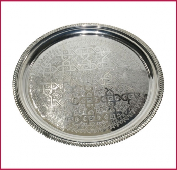 Marokkanisches Tee Tablett D45cm Silber