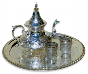 Orientalisches Teetablett D50cm Silber