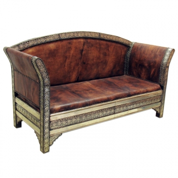 Orientalische Sofa Kasbah Echtleder, Silbermetall