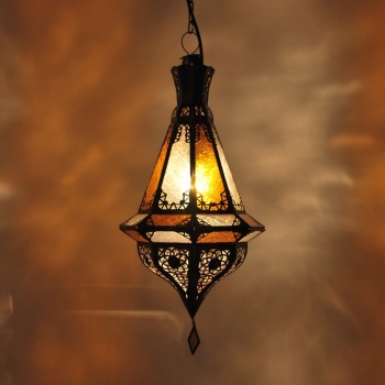 Orientalische Lampe  - SAMAKA - Amber-Weiss