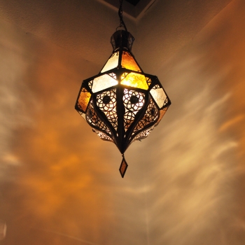 Orientalische Lampe  - SAMAKA - Amber-Weiss