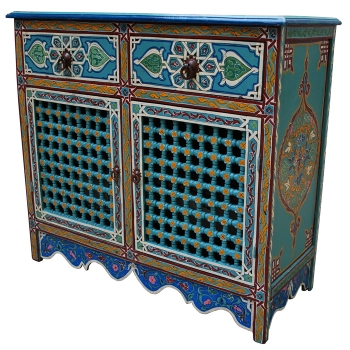 Arabischer Schrank ZWAK Blau handbemalt