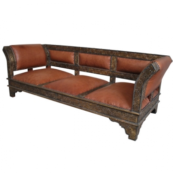 Orientalische Sofa Royal Echtleder, Messing