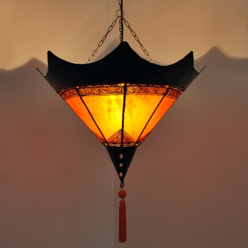 Lederlampe aus Marokko SHASHIA ORANGE 50cm