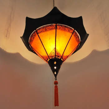 Lederlampe aus Marokko SHASHIA ORANGE 50cm